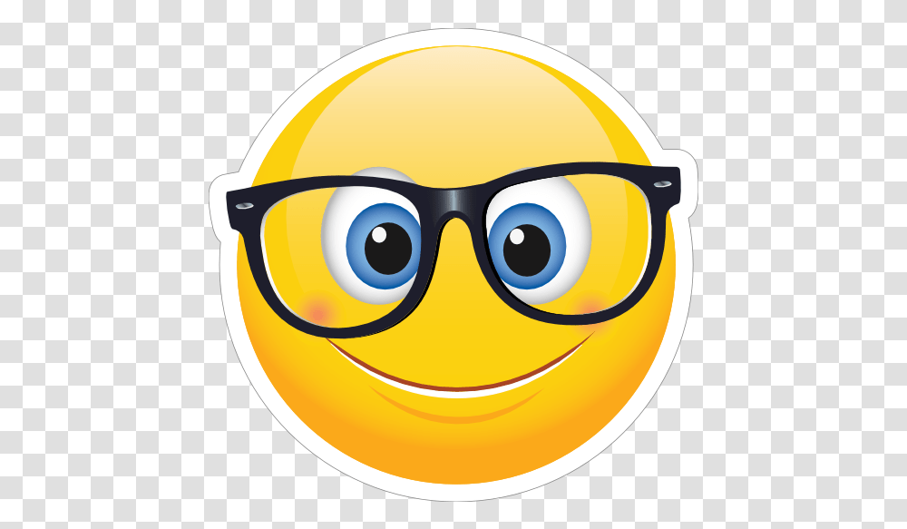 Cute Crooked Glasses Emoji Sticker Emoji Glasses, Goggles, Accessories, Helmet, Clothing Transparent Png