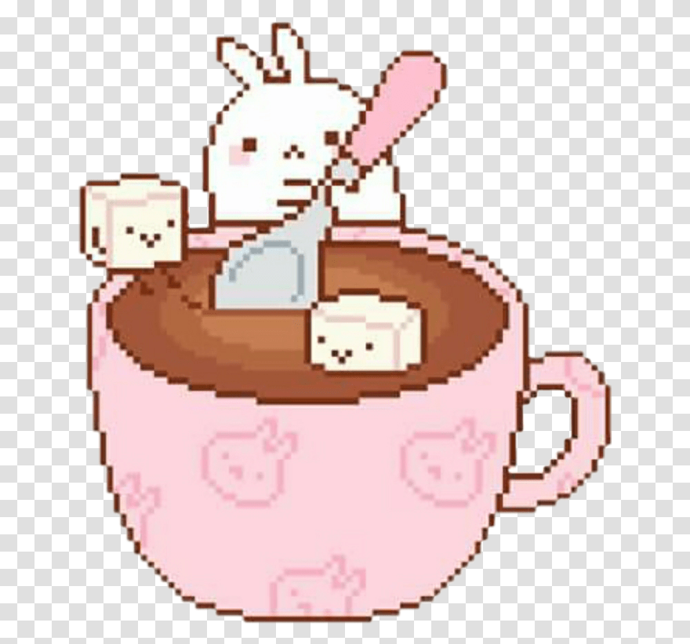 Cute Cup Coffee Coffeecup Cupofcoffee Rabbit Cute Coffee Pixel Art, Coffee Cup, Dessert, Food, Cream Transparent Png