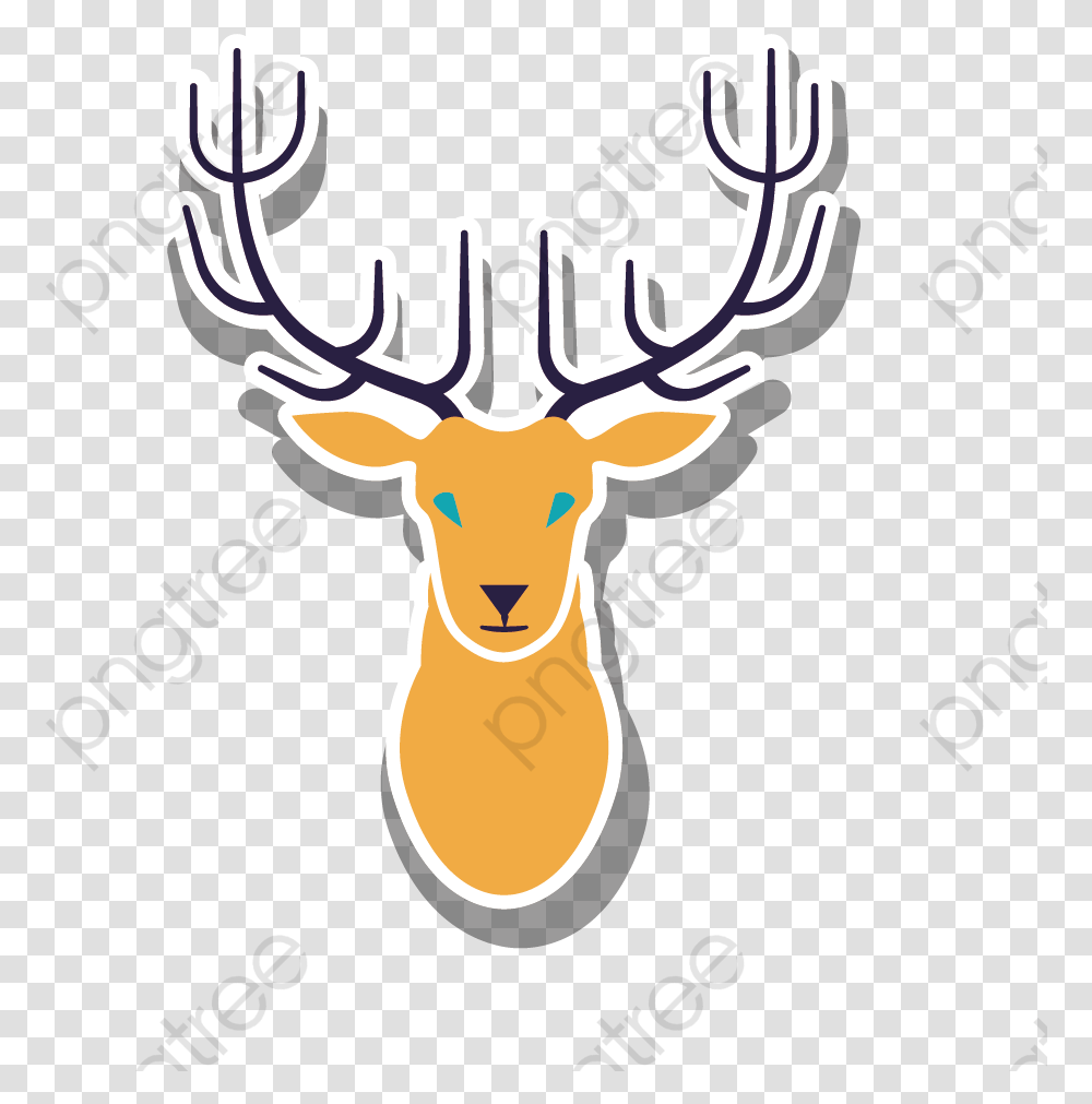 Cute Deer Head Deer, Antler, Wildlife, Mammal, Animal Transparent Png