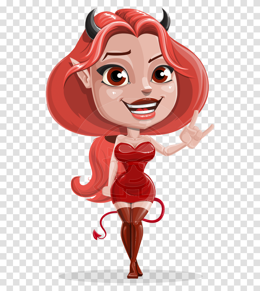 Cute Devil Girl Vector Cartoon Character Aka Sophia Girl Devil Cartoon, Face, Toy, Label Transparent Png