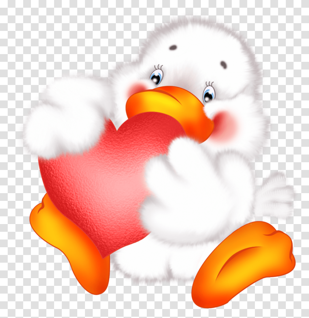 Cute Duck With Heart Cartoon Free, Bird, Animal, Sweets, Food Transparent Png
