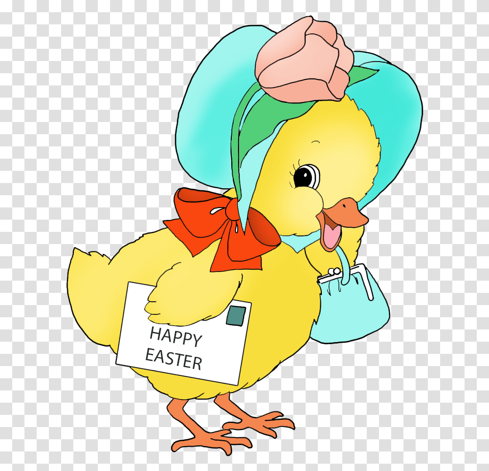 Cute Easter Chicken With Greeting Cute Easter, Apparel, Bonnet, Hat Transparent Png