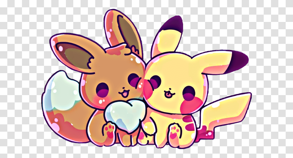 Cute Eevee And Pikachu, Sticker, Label Transparent Png