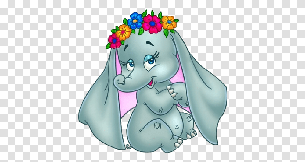 Cute Elephant Image With Flowers Baby Elephant Cartoon Drawing, Clothing, Mammal, Animal, Cape Transparent Png
