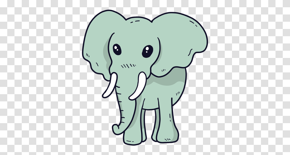 Cute Elephant Ivory Ear Trunk Flat Elephant Drawing, Wildlife, Mammal, Animal Transparent Png