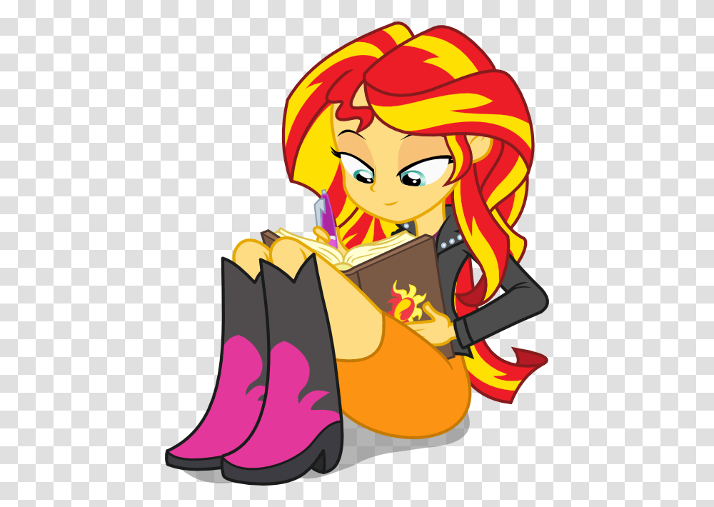 Cute Equestria Girls Journey Book Pen Sunset Shimmer Writing In Her Book, Reading, Photography, Shopping Transparent Png