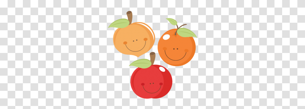 Cute Fruit Peach Apple Orange Scrapbook Cuts Cutting, Plant, Food, Citrus Fruit, Produce Transparent Png