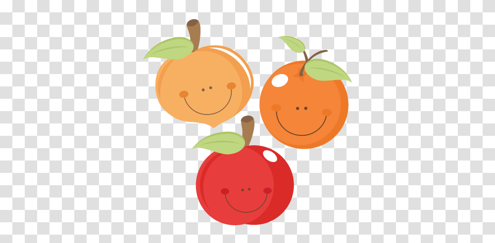 Cute Fruit Peach Apple Orange Scrapbook Cuts Cutting, Plant, Food, Citrus Fruit, Produce Transparent Png