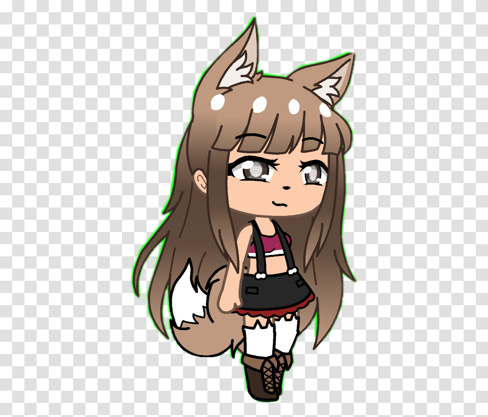 Cute Gacha Life Live Awesome Wolf Overalls Overall Gacha Life Wolf Nose, Face, Drawing, Female Transparent Png