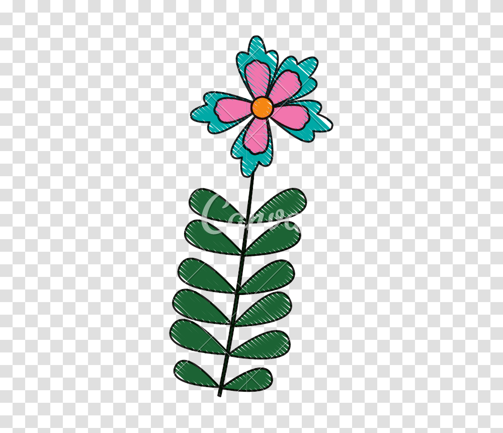 Cute Garden Flower Doodle Vector Illustration, Floral Design, Pattern Transparent Png