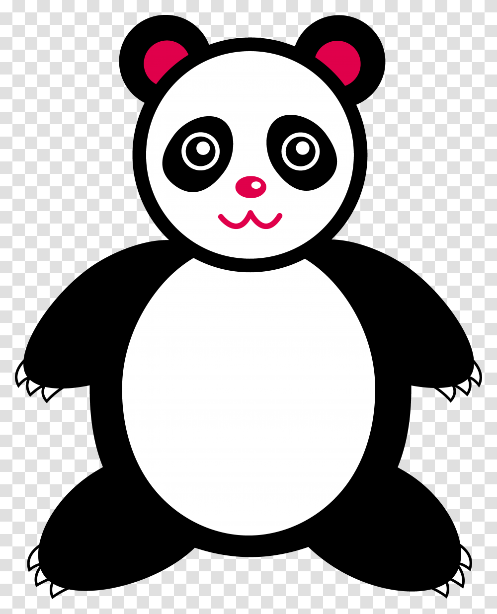 Cute Giant Panda Bear Free Clip Art Clipart Cute Cartoon Panda, Stencil, Penguin, Bird, Animal Transparent Png
