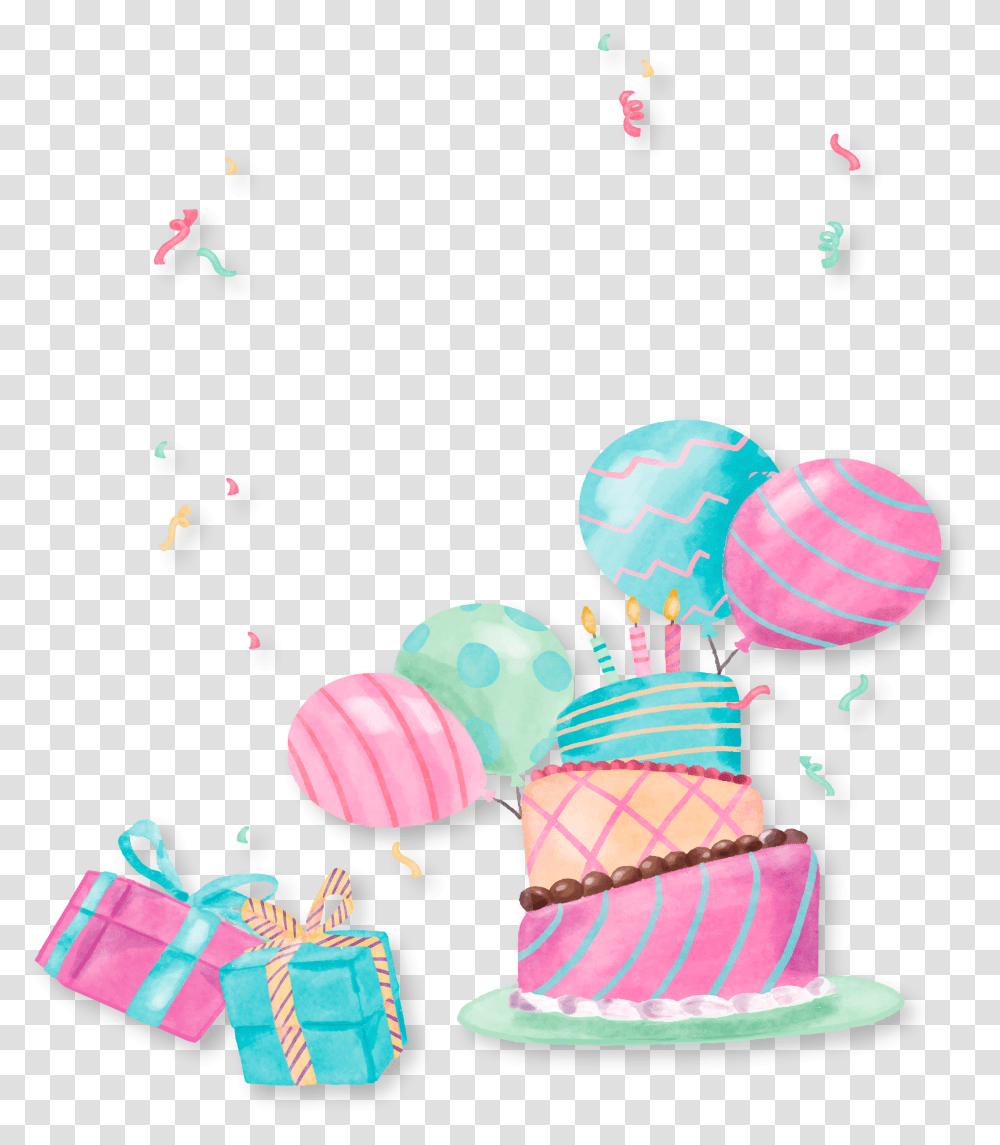 Cute Gift Birthday Cake Party Hand Painted Clipart Birthday Pastel, Dessert, Food, Bird, Animal Transparent Png