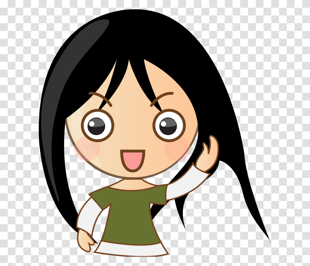 Cute Girl Smile Woman Anime Comic Waving Whatsapp Dp Image Cartoon, Elf, Mascot, Cupid Transparent Png