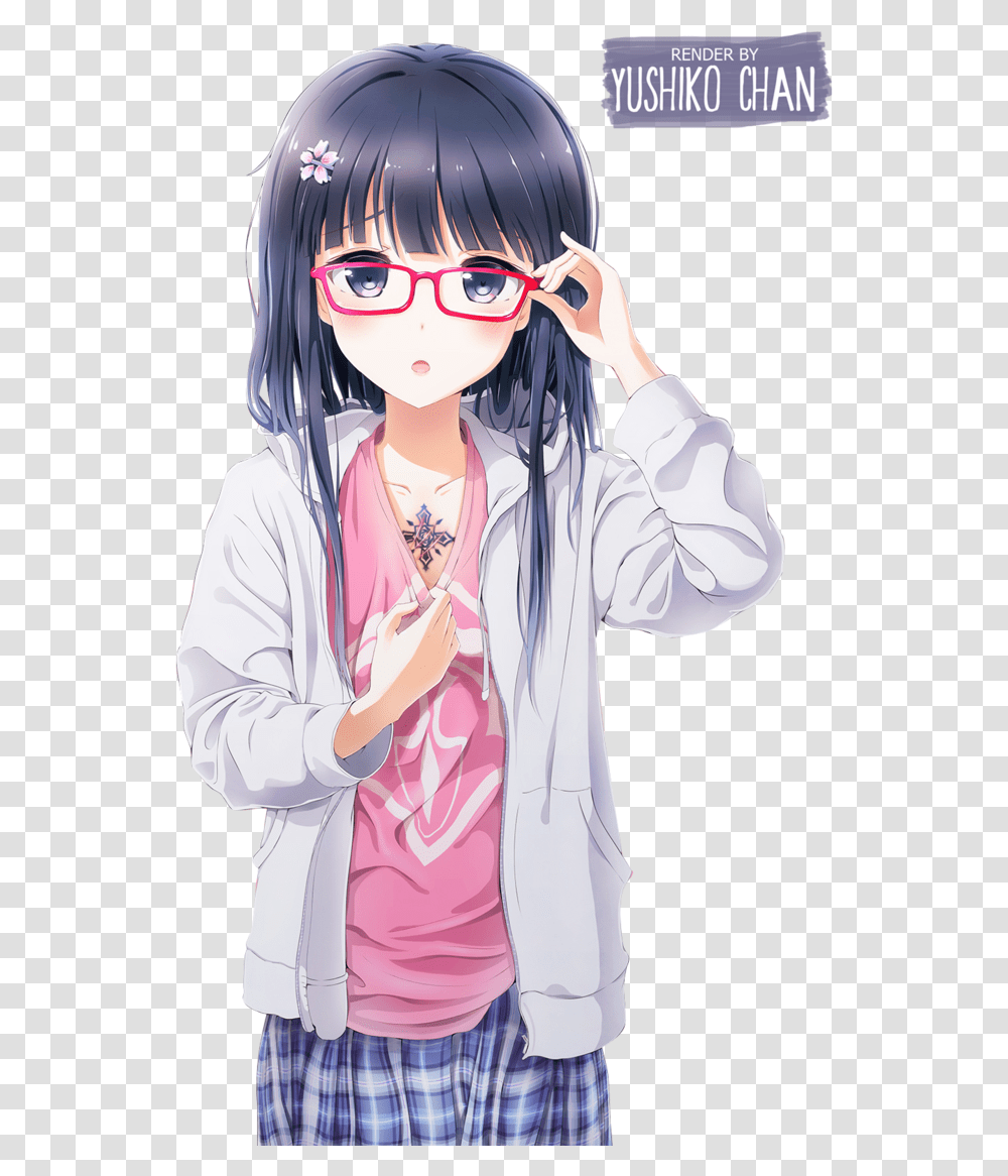 Cute Girl With Glasses Anime Stars Cute Girl Anime, Helmet, Clothing, Person, Sunglasses Transparent Png