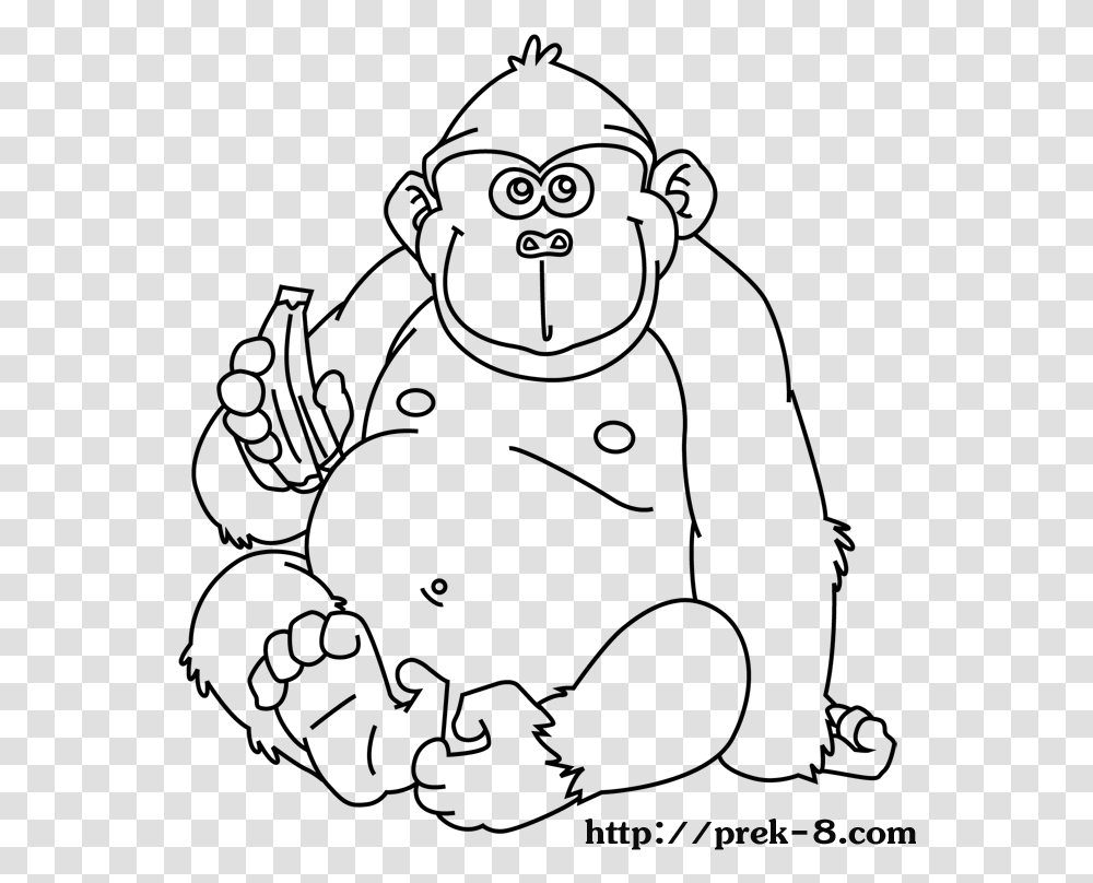 Cute Gorilla Clipart Coloring Book Wild Animals, Gray, World Of Warcraft Transparent Png