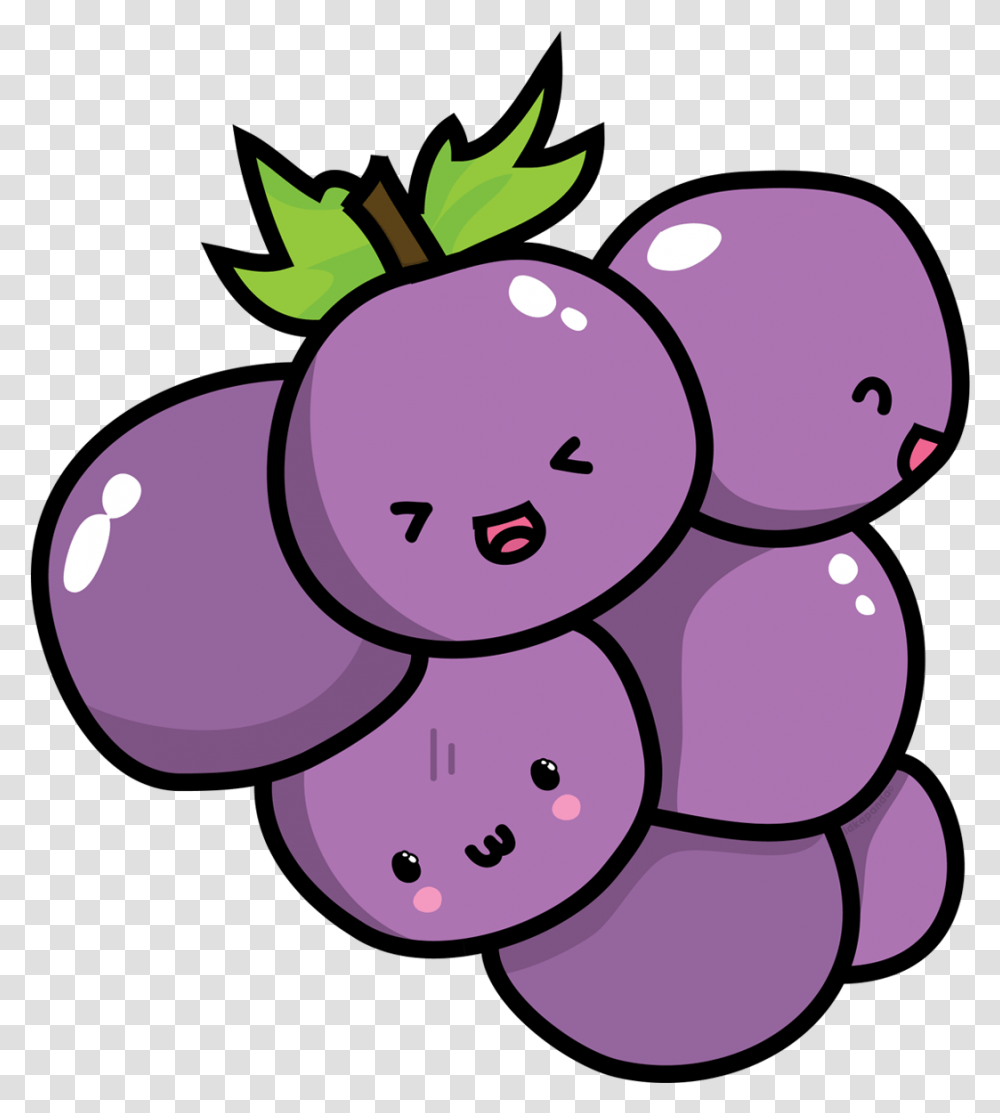 Cute Grapes Clipart Grape Kawaii, Plant, Fruit, Food, Plum Transparent Png