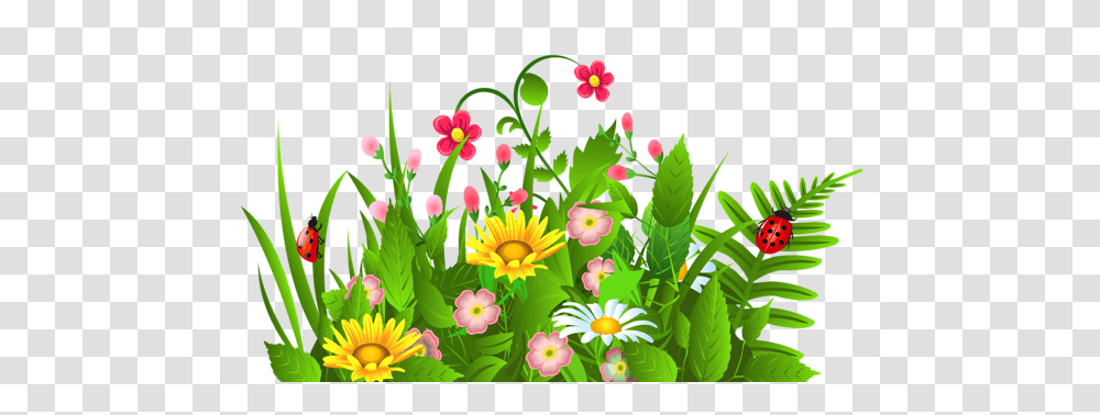Cute Grass And Flowers, Floral Design, Pattern Transparent Png