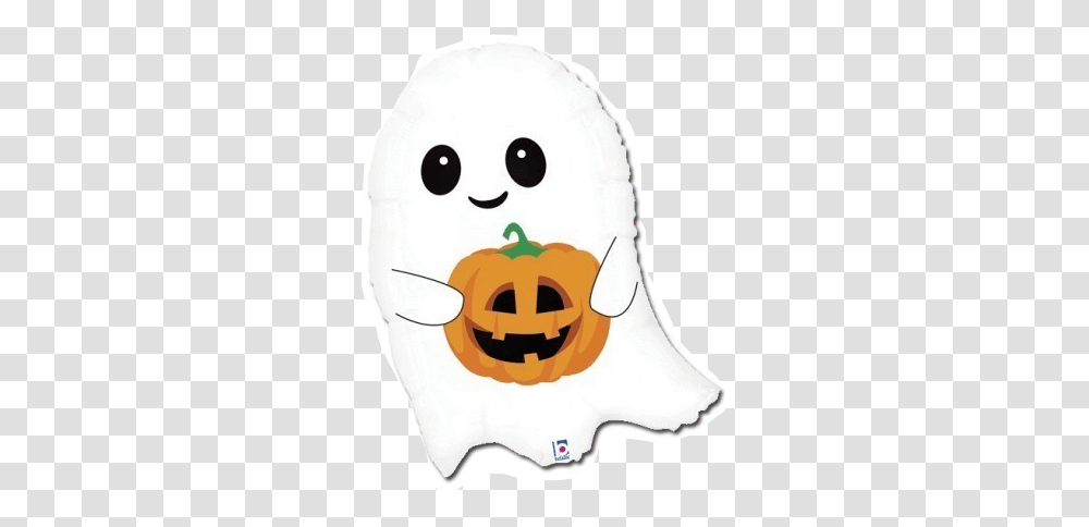 Cute Halloween Ghost Pumpkin Balloon Cartoon, Food, Snowman, Winter, Outdoors Transparent Png