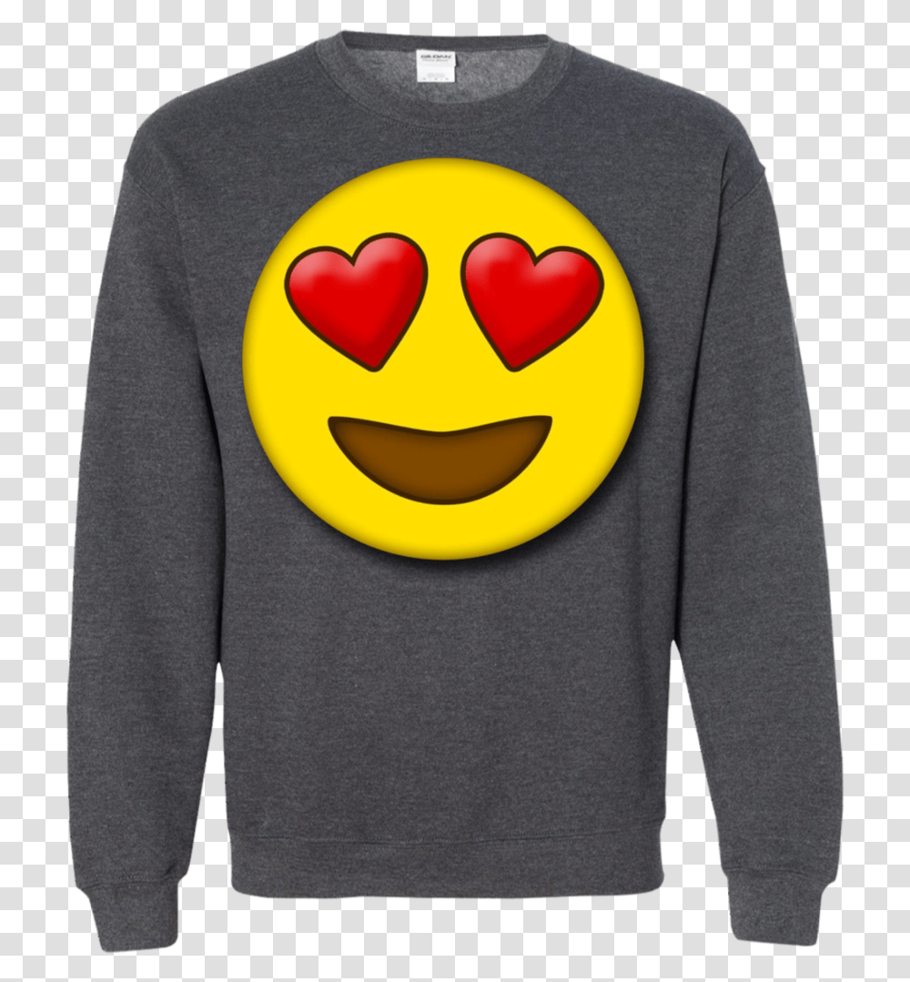 Cute Heart Eyes Emoji Valentine's Day Love Ls Shirthoodiesweatshirt, Apparel, Sleeve, Sweater Transparent Png