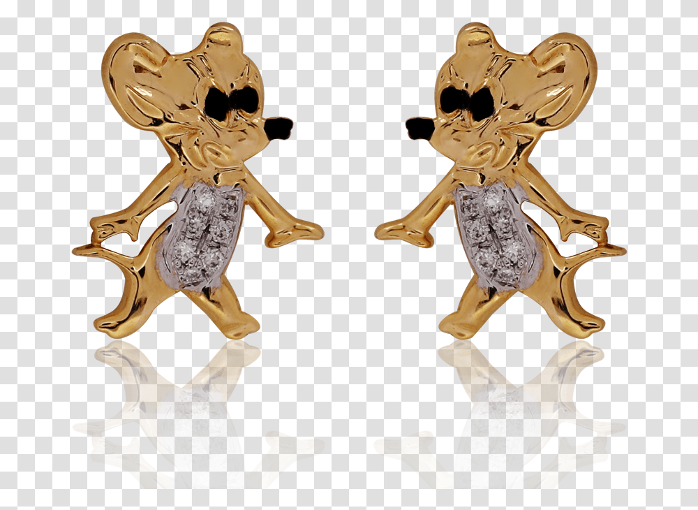 Cute Jerry Mouse Earrings Figurine, Animal, Mammal, Wood, Bronze Transparent Png