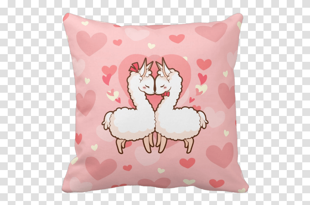 Cute Kawaii Llama Lovers Pink Heart Love Pillow Llama Cupid, Cushion, Cat, Pet, Mammal Transparent Png
