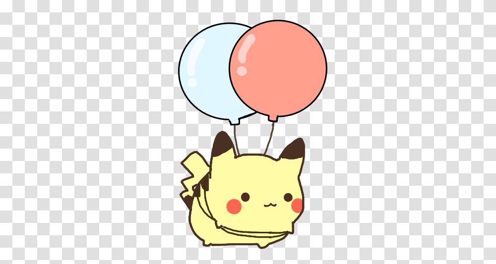 Cute Kawaii Pikachu Ballon Pokemon No Tiny Flying Pikachu With Balloons Transparent Png