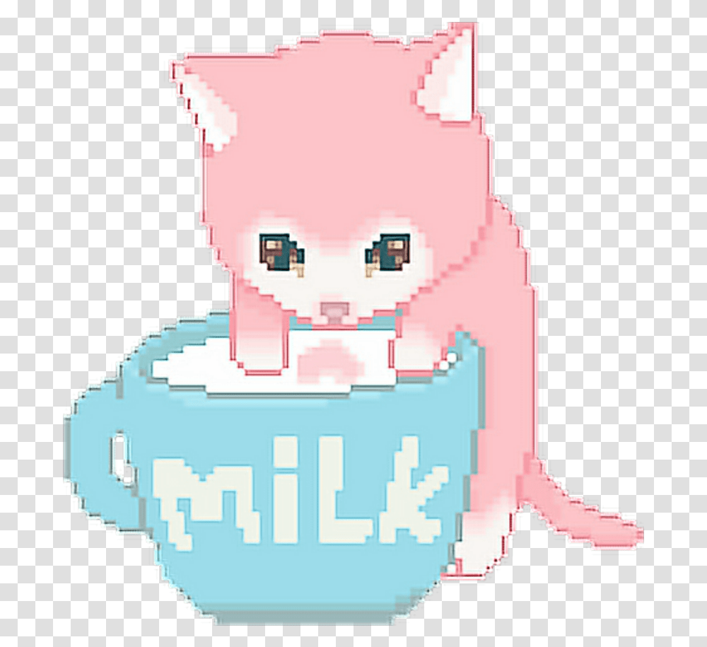 Cute Kawaii Pixel Pastel Cat Kitty Milk Kitten Kawaii Cat Gif Transparent Png