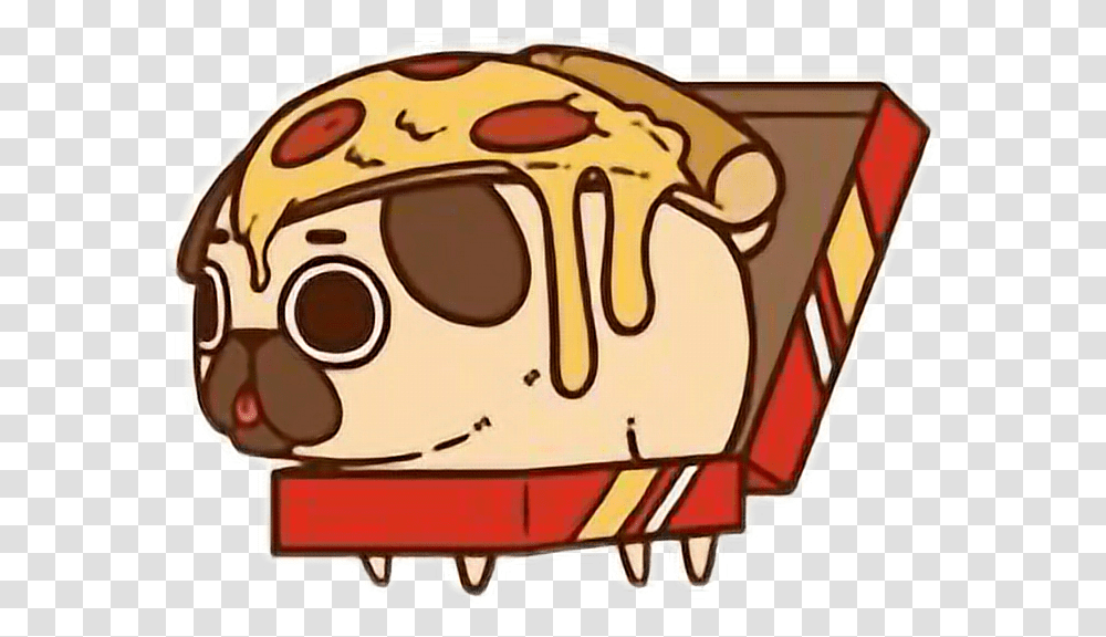 Cute Kawaii Pug Chibi Food Pizzafreetoedit Puglie Pizza, Dessert, Label, Helmet, Cream Transparent Png