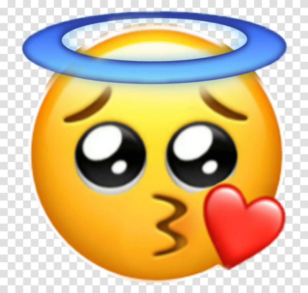 Cute Kiss Angel Emoji Iphone Sad Peace Emoji, Pac Man, Food, Toy, Angry Birds Transparent Png
