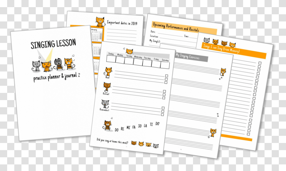 Cute Kitties Inspire Your Singers To Achieve Their Singing Practice Journal, Word, Page, Label Transparent Png