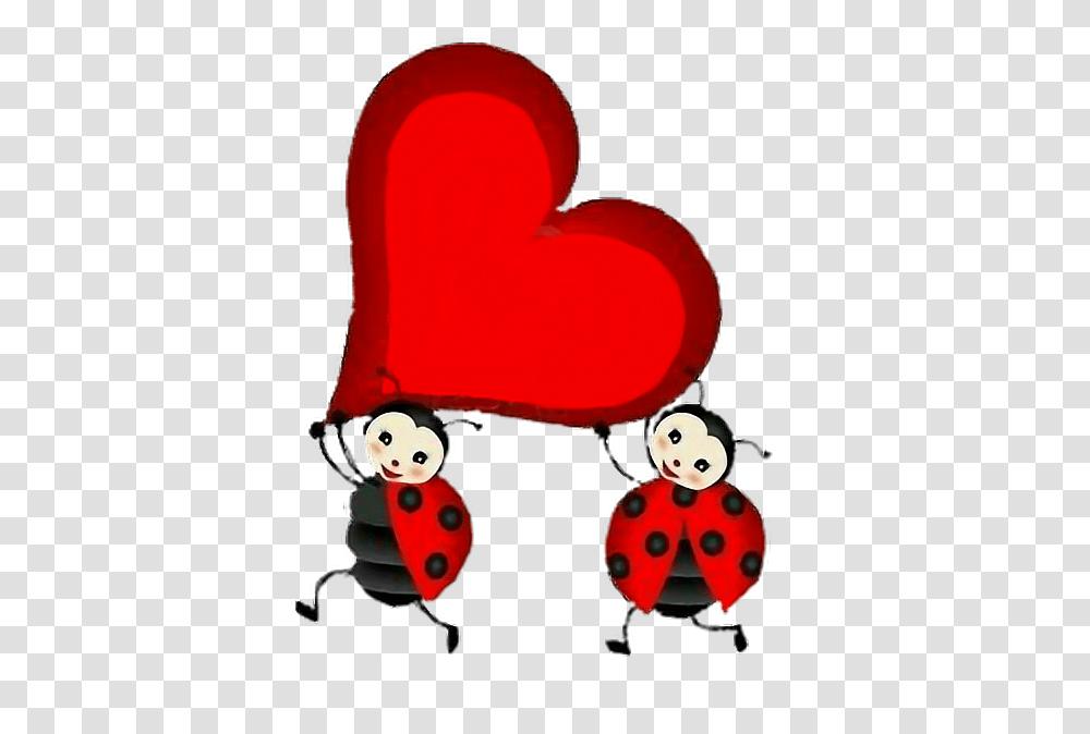 Cute Ladybug, Heart, Giant Panda, Bear, Wildlife Transparent Png