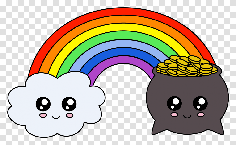 Cute Leprechaundownload Now Cute Rainbow And Pot Of Clip Art Cute Rainbow, Light, Outdoors, Hammer Transparent Png