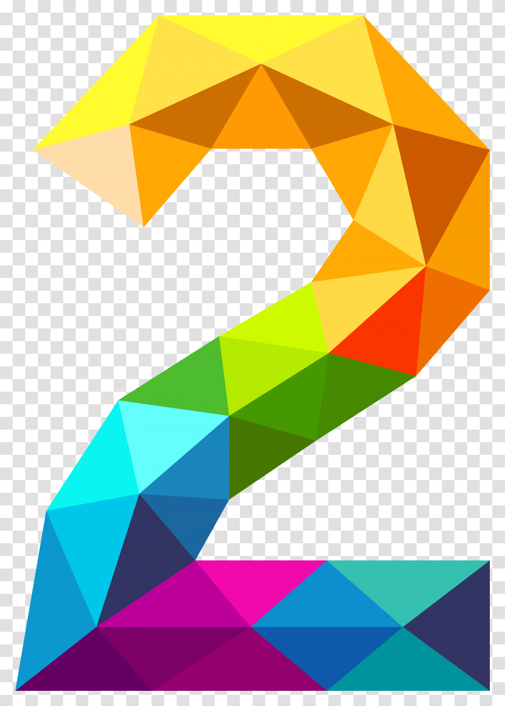 Cute Letters Number Two Printable Numbers Alphabet Colourful Triangles Number Two, Modern Art, Rug Transparent Png