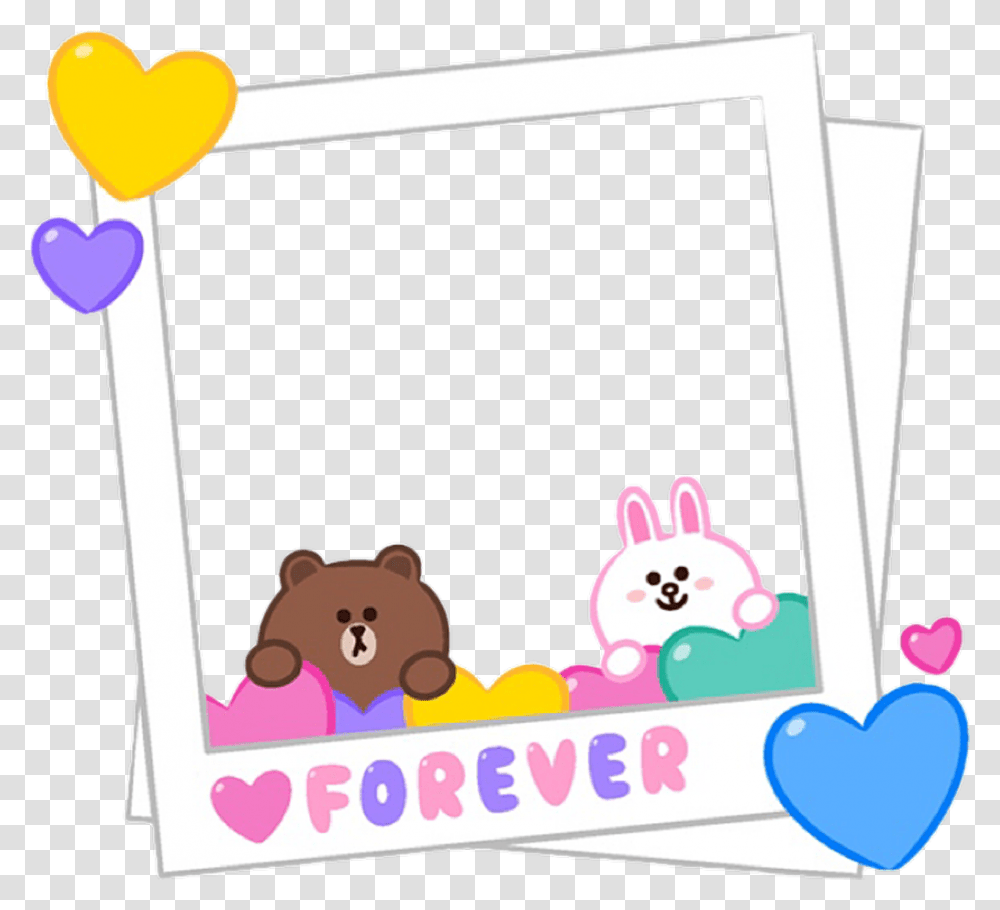 Cute Line Cony Brown Love Frame Polaroid Love Cute Photo Frame, Toy Transparent Png
