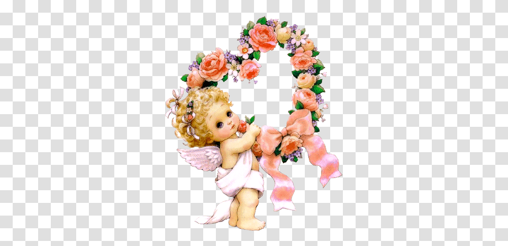 Cute Little Angel With Flowers Clipart Pictures Angel With Flowers Clipart, Plant, Blossom, Flower Arrangement, Ornament Transparent Png