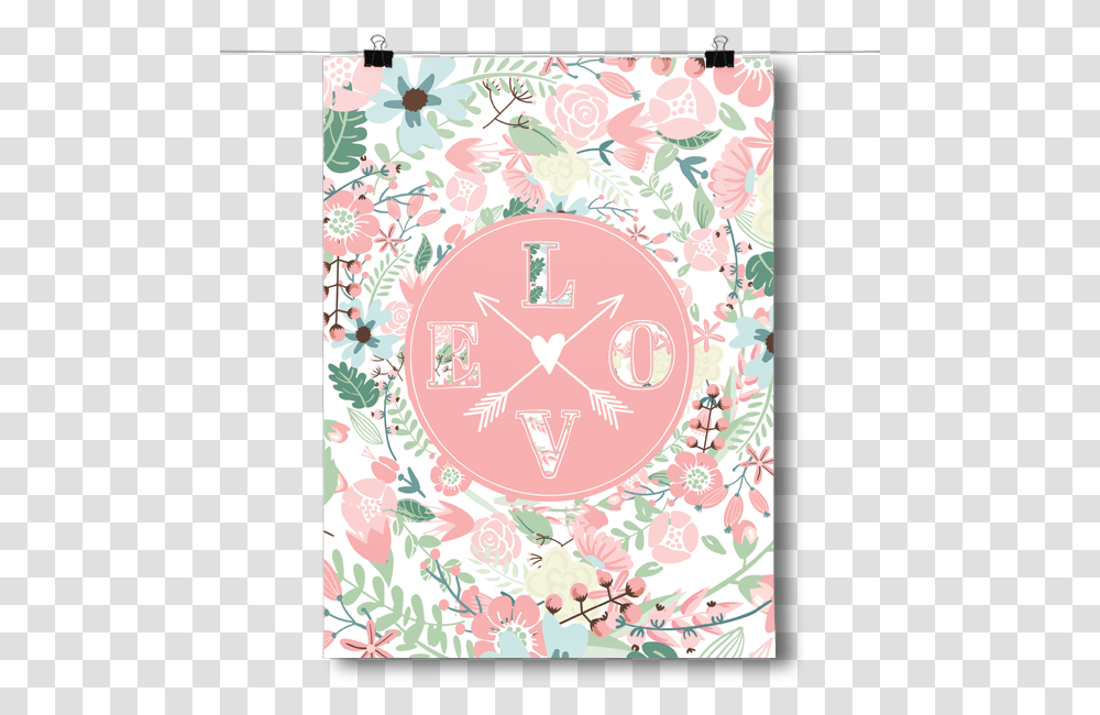Cute Love Flower Pattern Decorative, Text, Rug, Paper, Floral Design Transparent Png