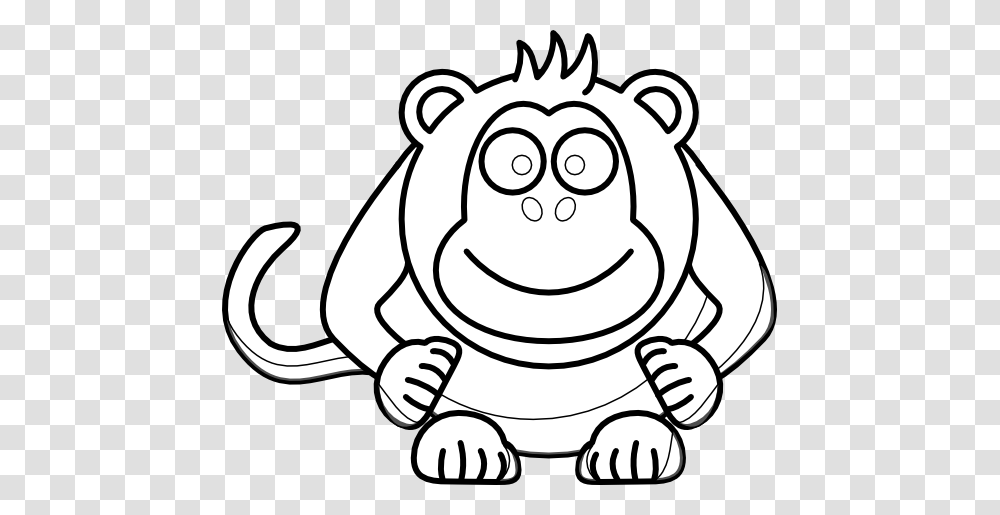 Cute Monkey Clip Art Black And White, Stencil, Drawing Transparent Png