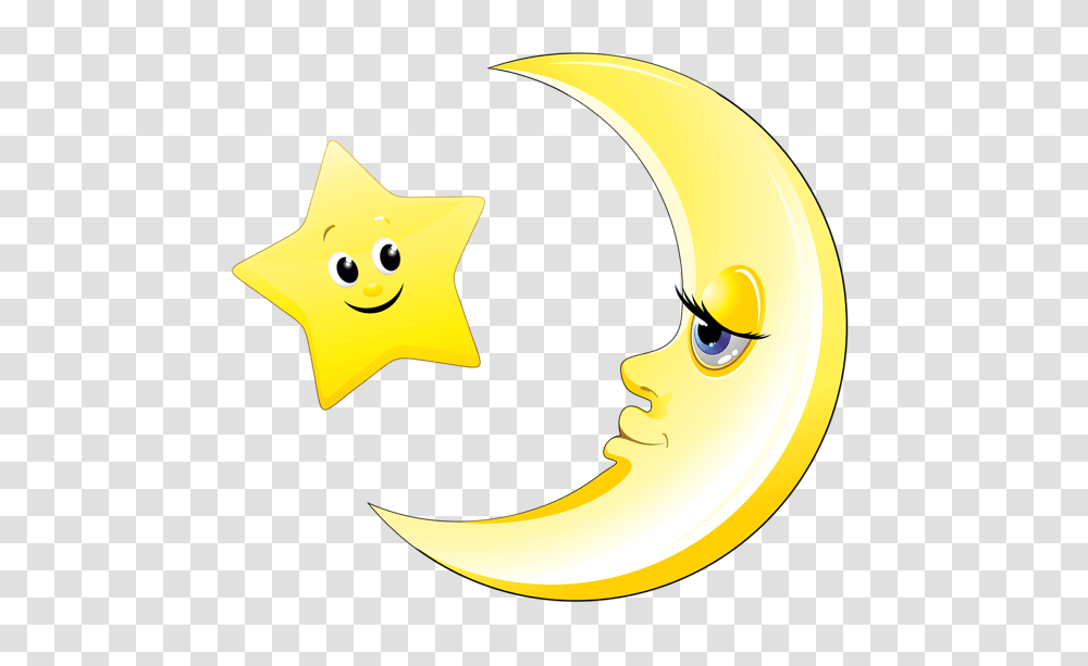 Cute Moon And Star Clipart Picture Babychild Clip, Star Symbol, Banana, Fruit, Plant Transparent Png