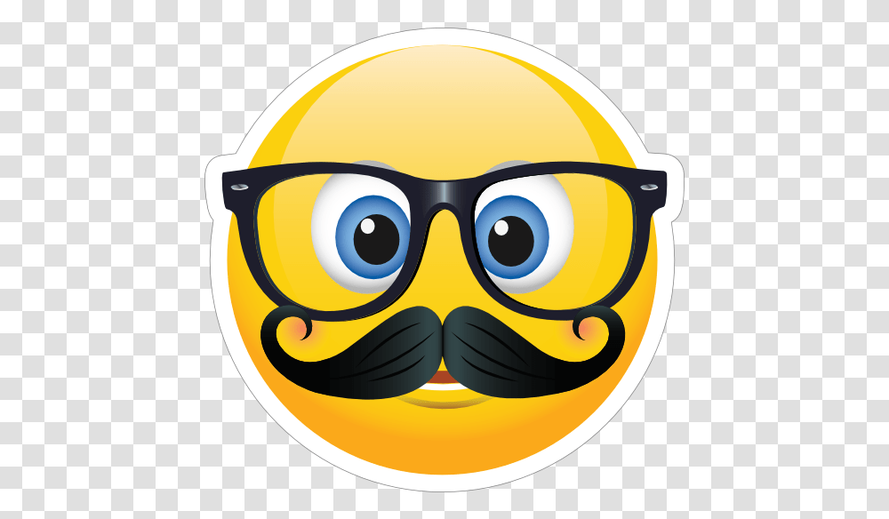 Cute Mustache And Glasses Emoji Sticker Emoji Glasses, Goggles, Accessories, Accessory, Helmet Transparent Png