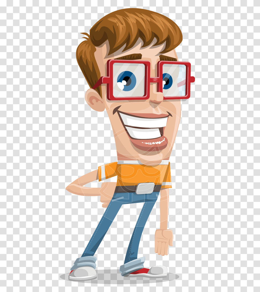 Cute Nerd With Glasses Cartoon Vector Character Aka Cartoon Guy With Glasses, Toy, Label, Jaw Transparent Png