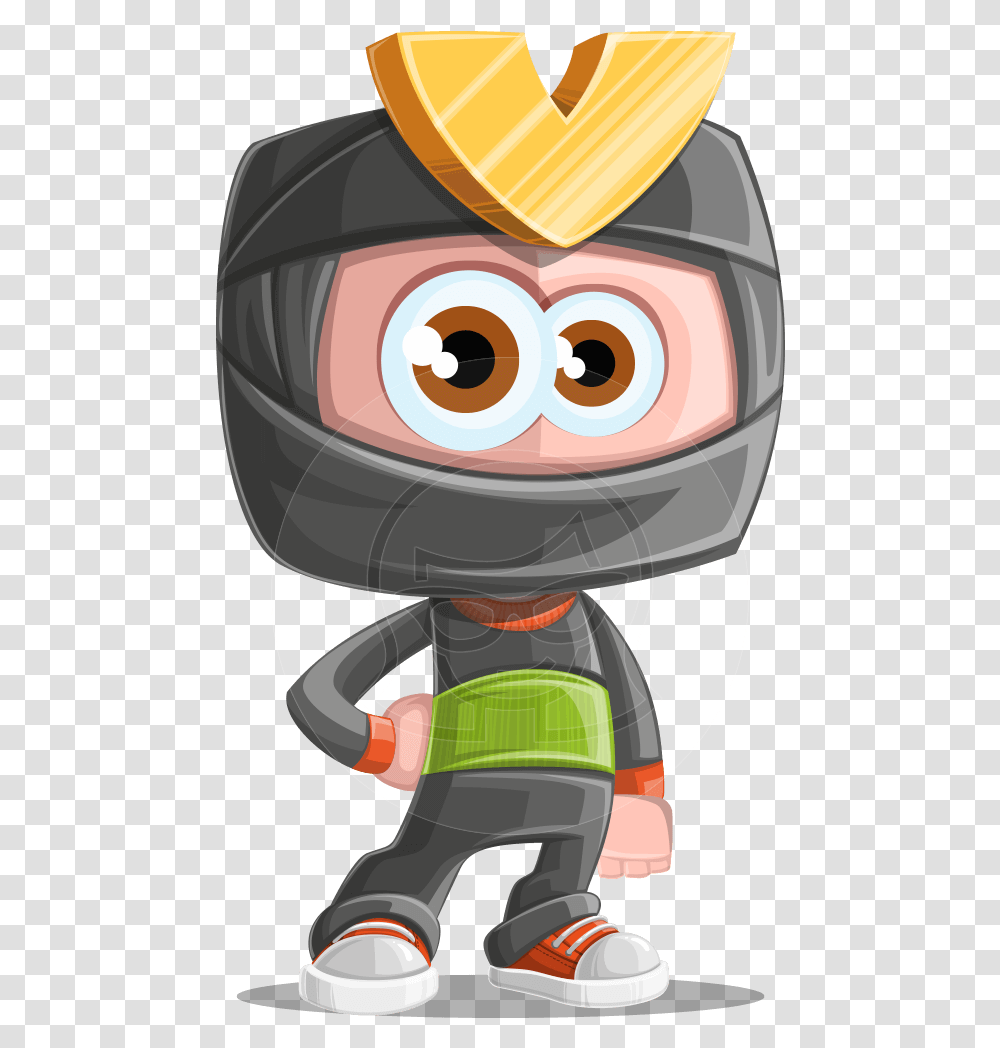 Cute Ninja Cartoon Vector Character Aka Arata Ninja Character Vector, Helmet, Apparel, Machine Transparent Png