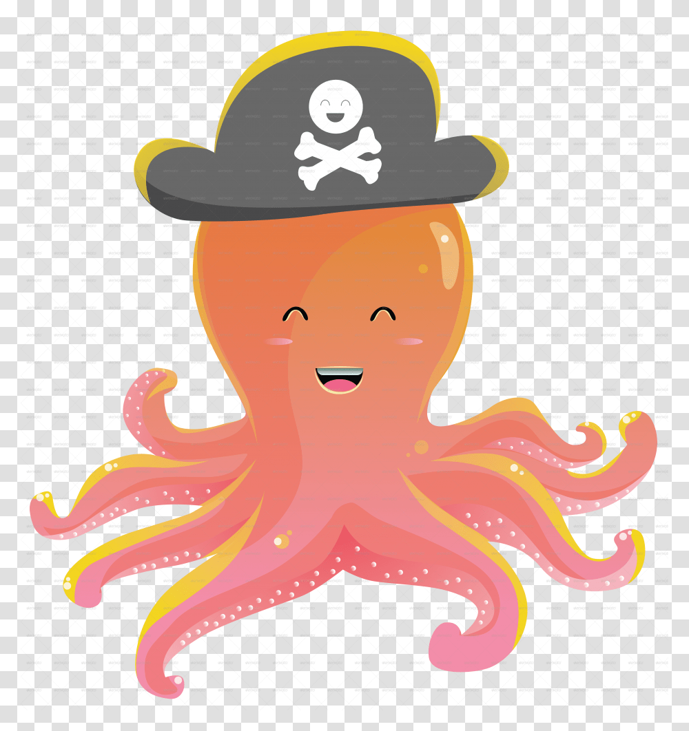 Cute Octopus Picture Cute And Funny Cartoon Images Of Octopus, Invertebrate, Animal, Sea Life, Baseball Cap Transparent Png