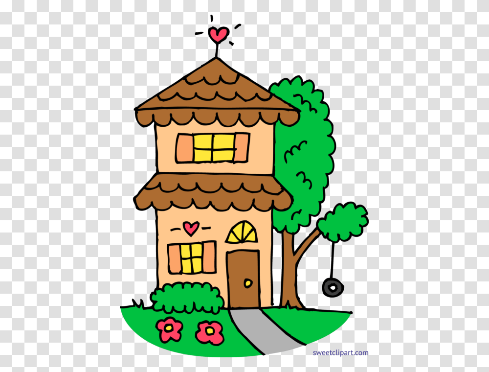 Cute Orange Two Story House Clip Art, Poster, Advertisement, Housing, Building Transparent Png