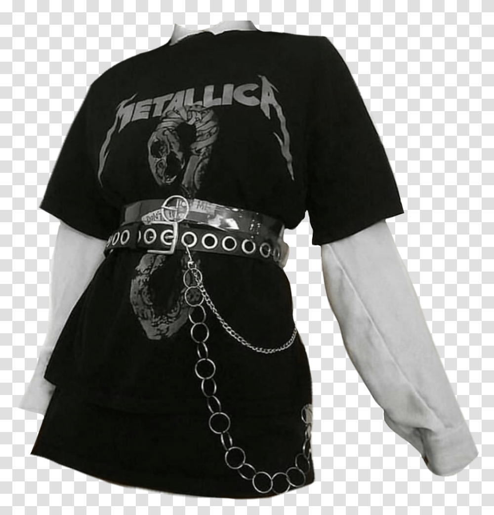 Cute Outfit Outfits Black Pngs Metallica E Girl Aesthetic Outfits, Sleeve, Shirt, Person Transparent Png