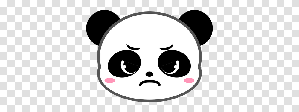 Cute Panda Angry Evil Emoji Icon Of Cute Panda, Stencil, Label, Text, Symbol Transparent Png