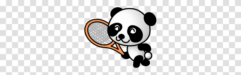 Cute Panda Bear Clipart, Racket, Tennis Racket, Label Transparent Png