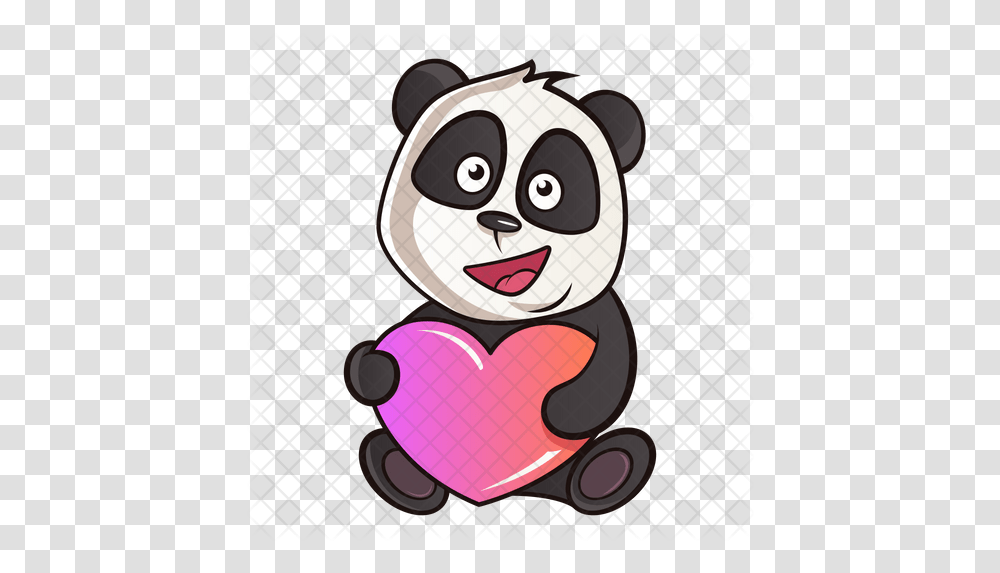 Cute Panda With Heart Icon Cute Panda, Cushion, Plant, Word, Label Transparent Png