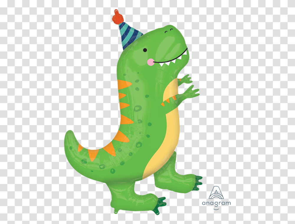 Cute Party T Rex Happy Dino Dinosaur Supershape Balloon, Animal, Invertebrate, Food, Relish Transparent Png