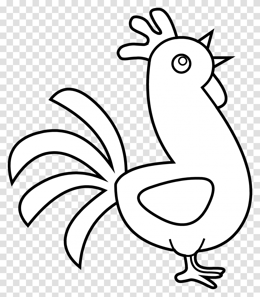 Cute Phoenix Clipart Cartoon Rooster Black And White, Animal, Wildlife, Stencil, Amphibian Transparent Png