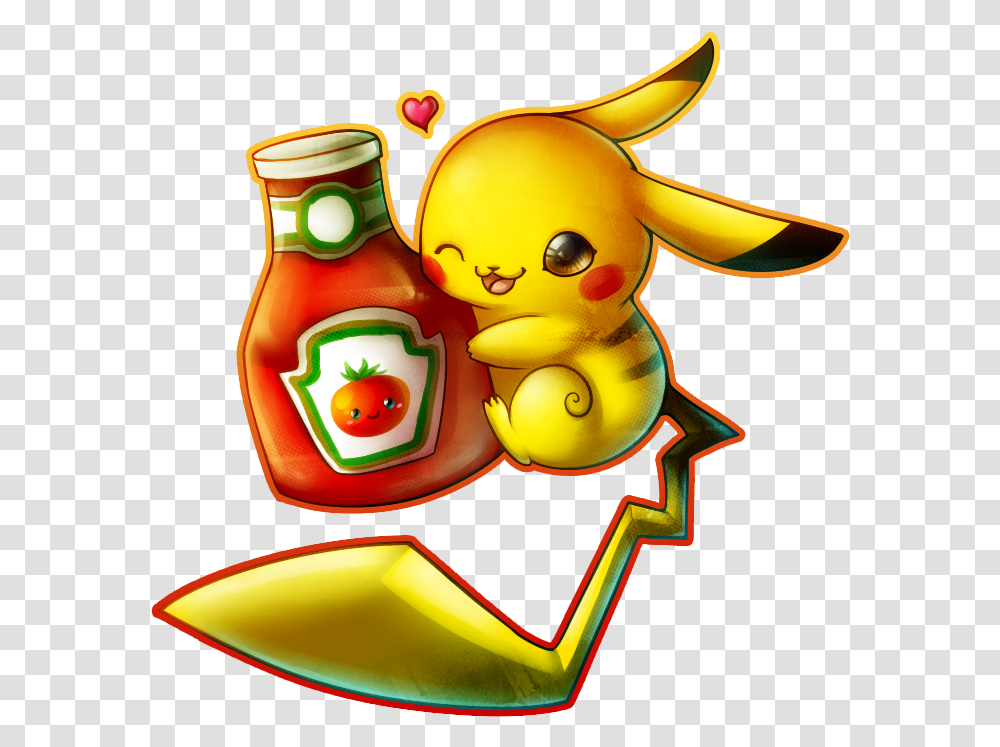 Cute Pikachu With Ketchup, Food, Toy Transparent Png
